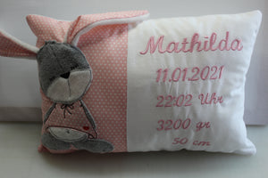 Kissen mit Wunschnamen,Daten bestickt,Geburt,Taufe,Geschenk