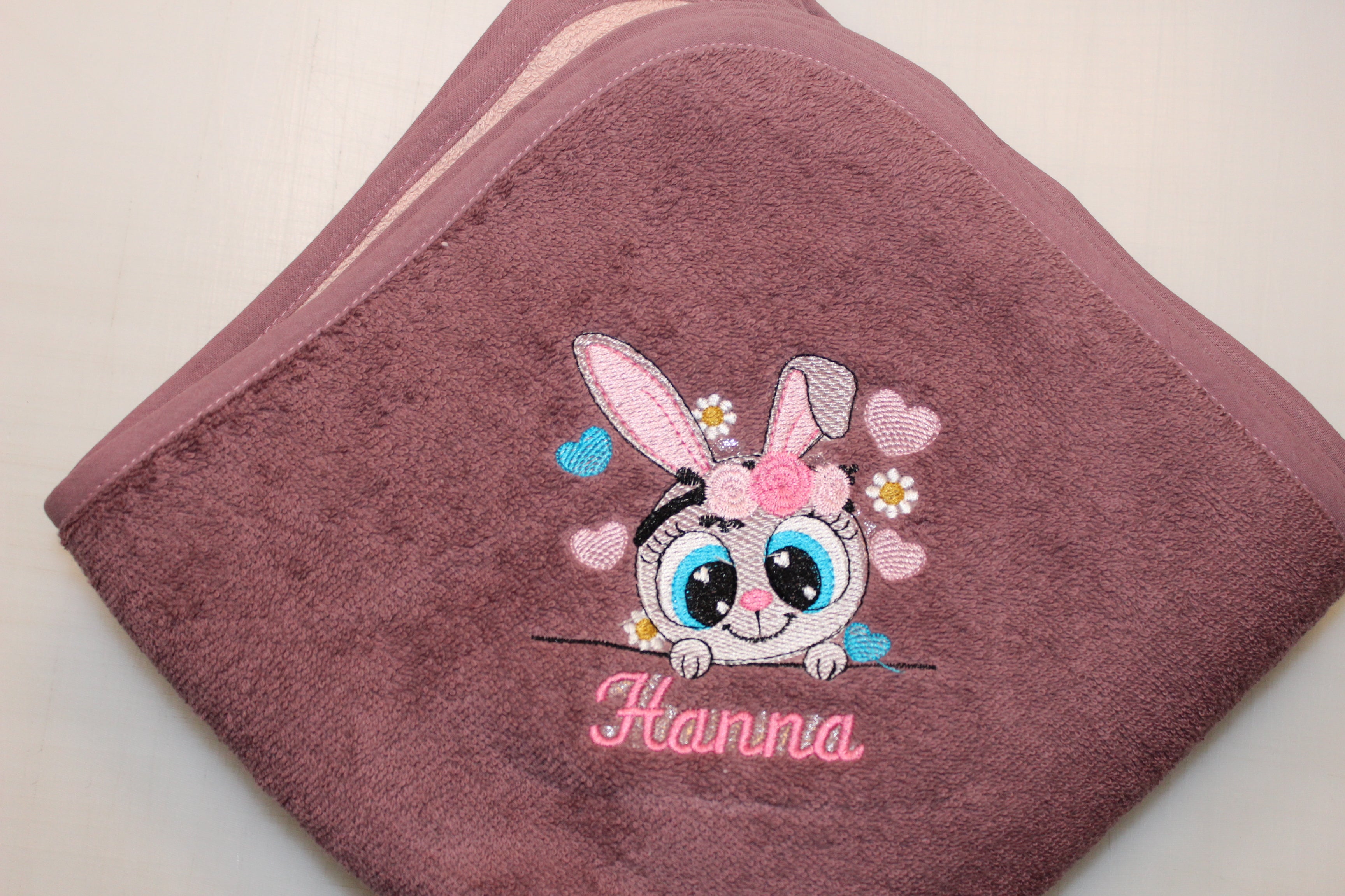 Kaputzenhandtuch 1 x 1 m mit Wunschnamen bestickt,Taufe,Geburt,Geschenk